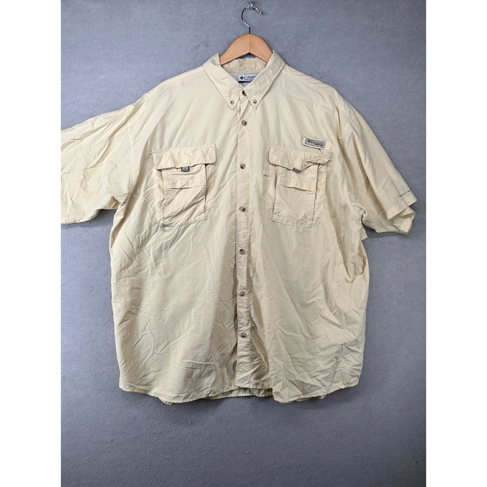 Columbia PFG Bahama II Fishing Shirt Mens XXL Yellow Short Sleeve FM7047